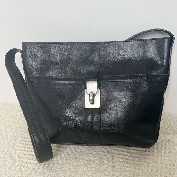 Vintage Etienne Aigner Black Leather Shoulder Bag Hobo - Picture 1 of 9